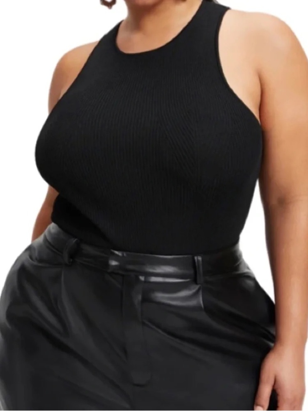 Good American Angled Rib High Neck Bodysuit : 1 (Small)